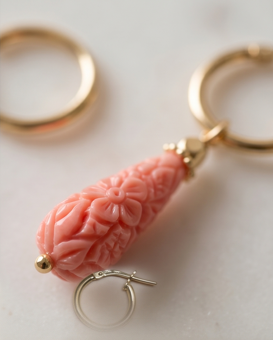 Polly Red Hoop and Charm Earrings