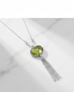 Silver necklace and pendant with green opalite