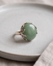 A special silver ring with a pink opalite
