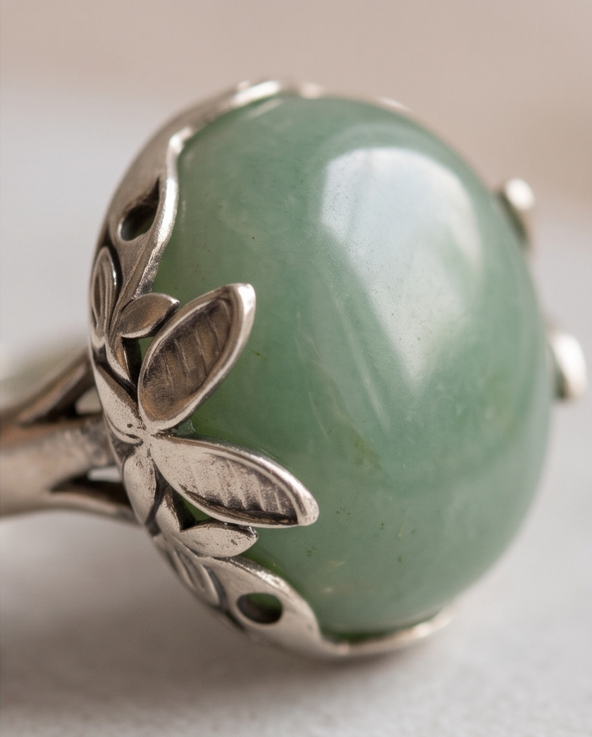 A special silver ring with a pink opalite