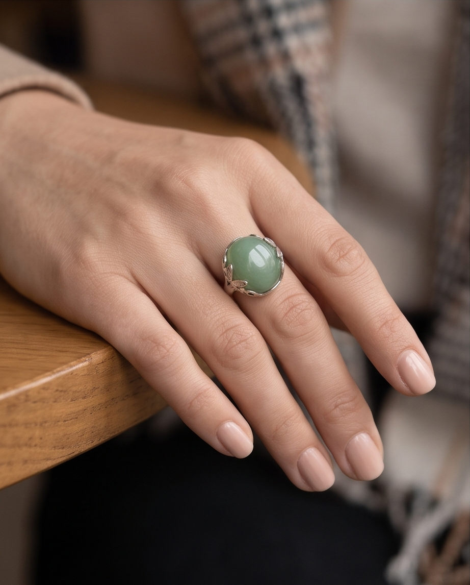 A special silver ring with a pink opalite
