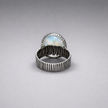 Oval silver ring with white opalite