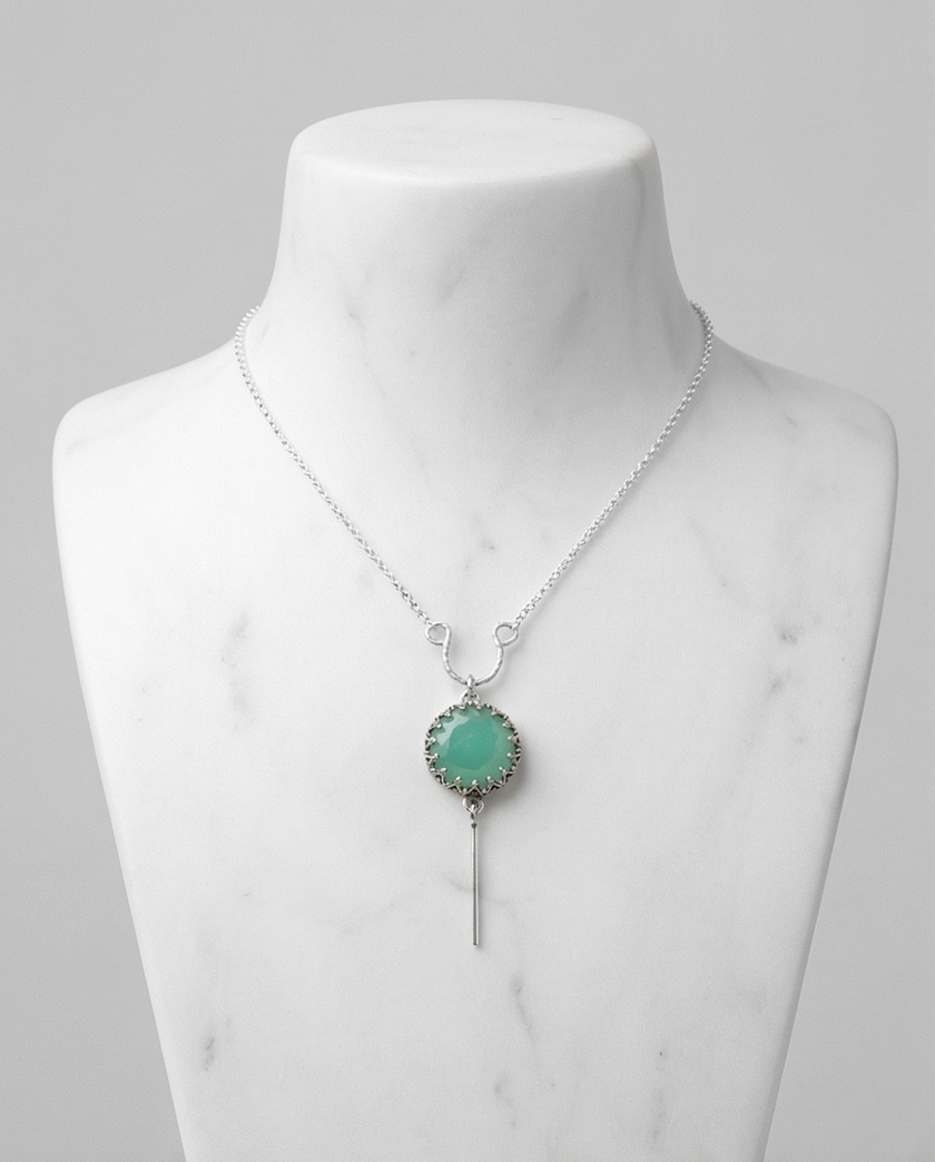 Silver and light blue opal necklace