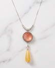 Silver chain and pendant combined in opalite in pink and yellow shades