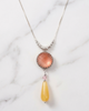 Silver chain and pendant combined in opalite in pink and yellow shades