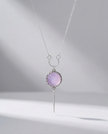 Silver necklace and opalite in a light pink shade