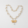 Pearl necklace with butterfly
