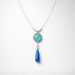 Silver necklace and pendant with blue opalite and blue agate
