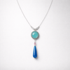 Silver necklace and pendant with blue opalite and blue agate
