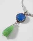 Silver chain and pendant combined with blue opalite and green agate