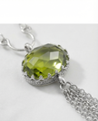 Silver necklace and pendant with green opalite