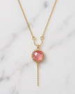 Silver and pink opal necklace