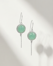 עגילים תלויים מכסף עם אופליט Apple Green