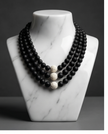 Silver necklace with topaz and citrine stones