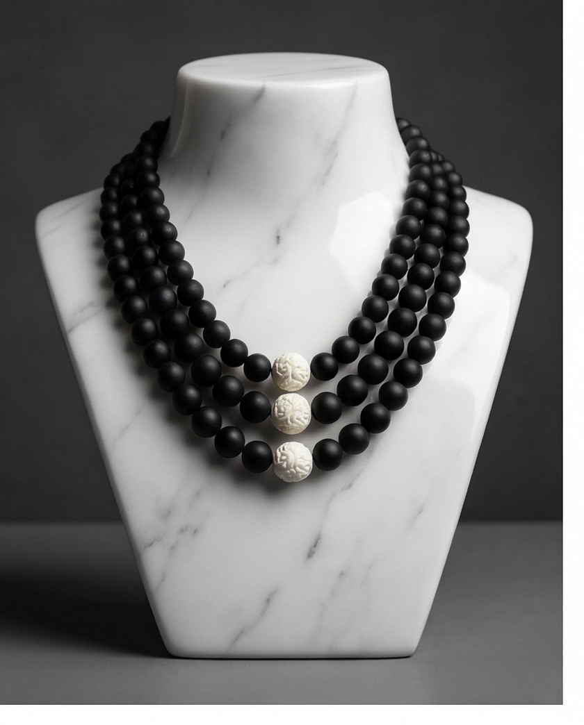 Silver necklace with topaz and citrine stones