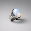 Oval silver ring with white opalite