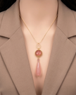 Silver chain and pendant combined with opalite in a pink shade