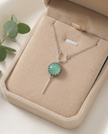 Silver and green opal necklace
