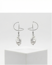 Silver omega earrings with an artificial brook pearl