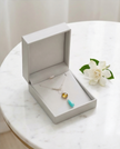 Silver necklace and pendant with opalite topaz and amazonite