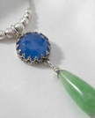 Silver chain and pendant combined with blue opalite and green agate