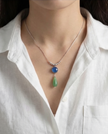 Silver chain and pendant combined with blue opalite and green agate