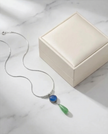 Silver chain and pendant combined with blue opalite and green agate