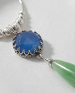 Silver chain and pendant combined with blue opalite and green agate