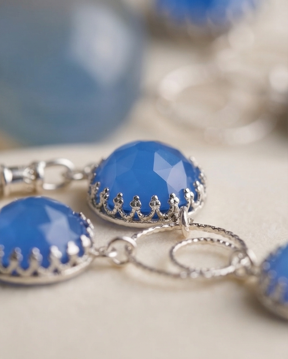 Silver chain and pendant combined in blue opalite