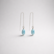 14 carat white gold chain earrings with aquamarine