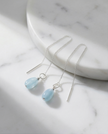 14 carat white gold chain earrings with aquamarine
