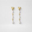 Long pearl and flower earrings