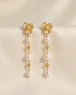 Long pearl and flower earrings