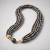 Short multi-layered necklace with gray glass beads