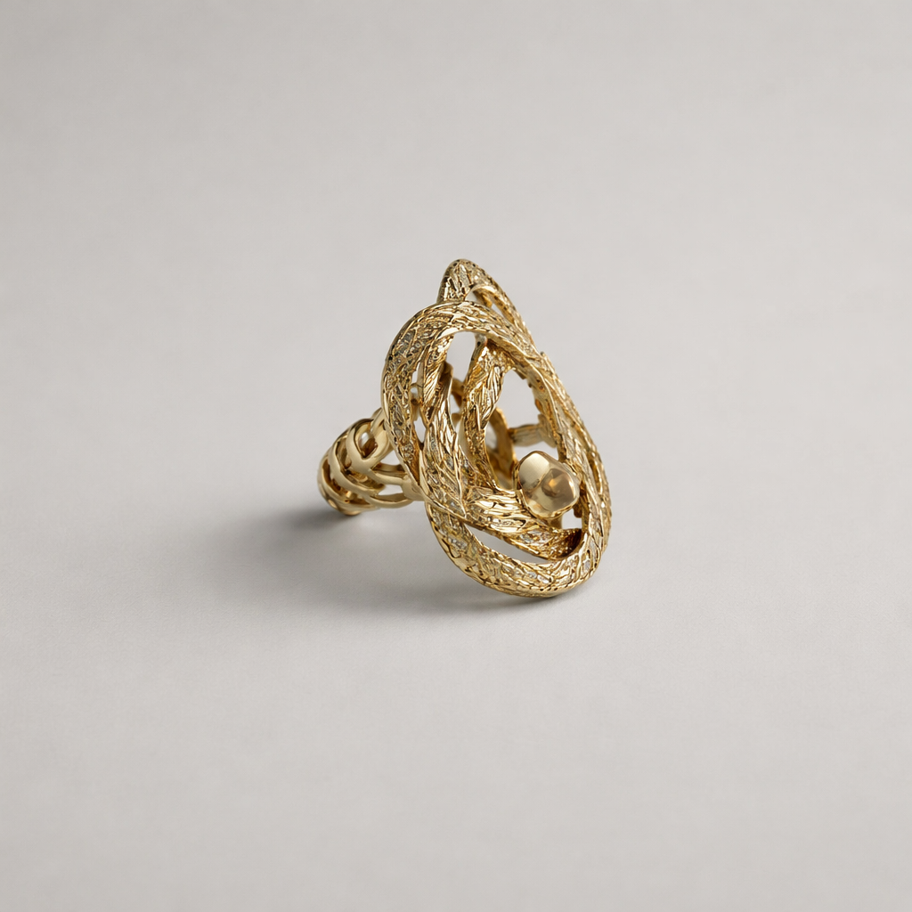 טבעת כסף 925 ״קשר מזל זהב״