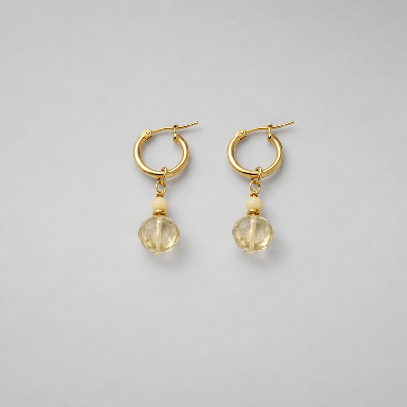 Set of earrings with yellow opal and citrine charms