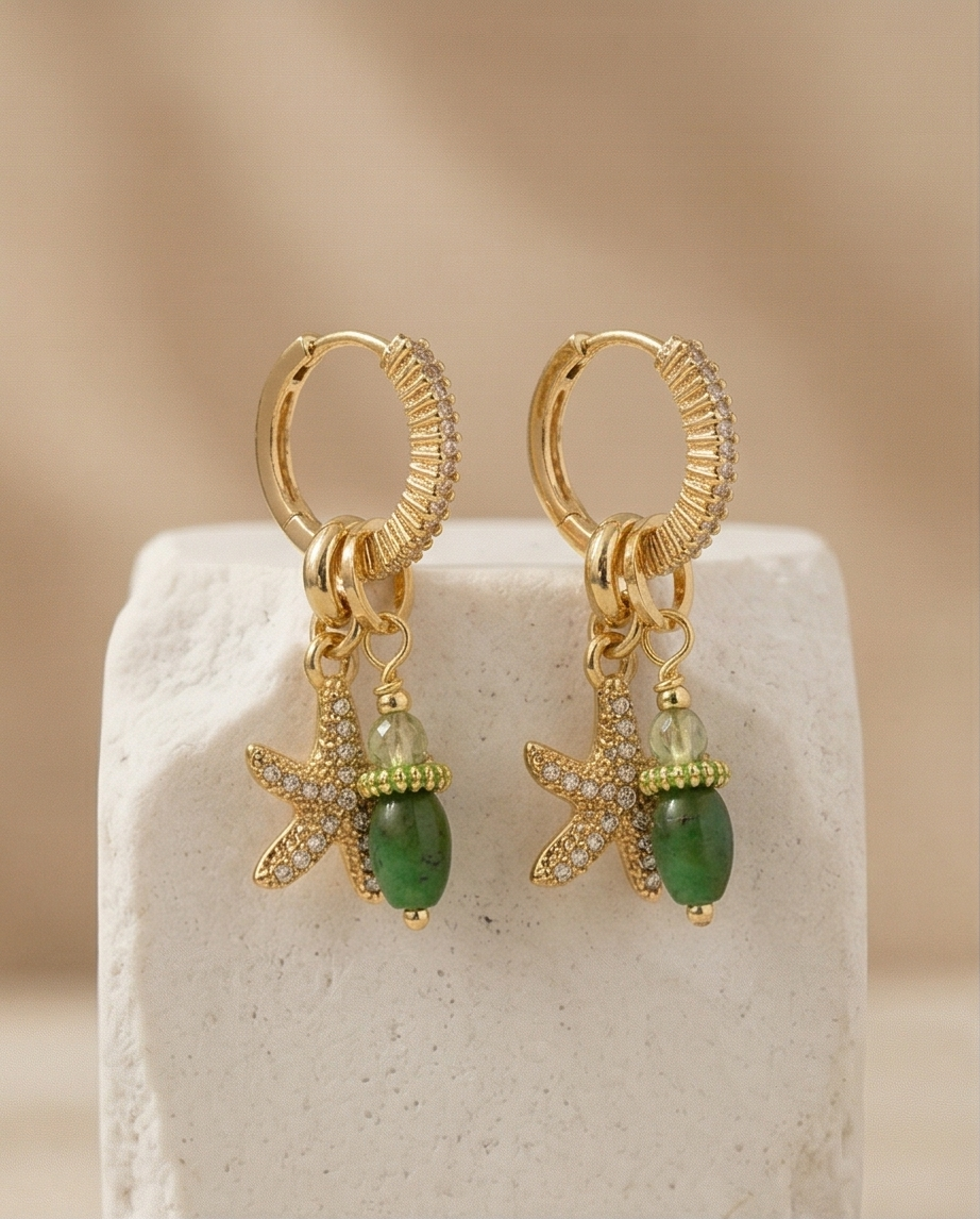 Earrings and necklace with 2 charms