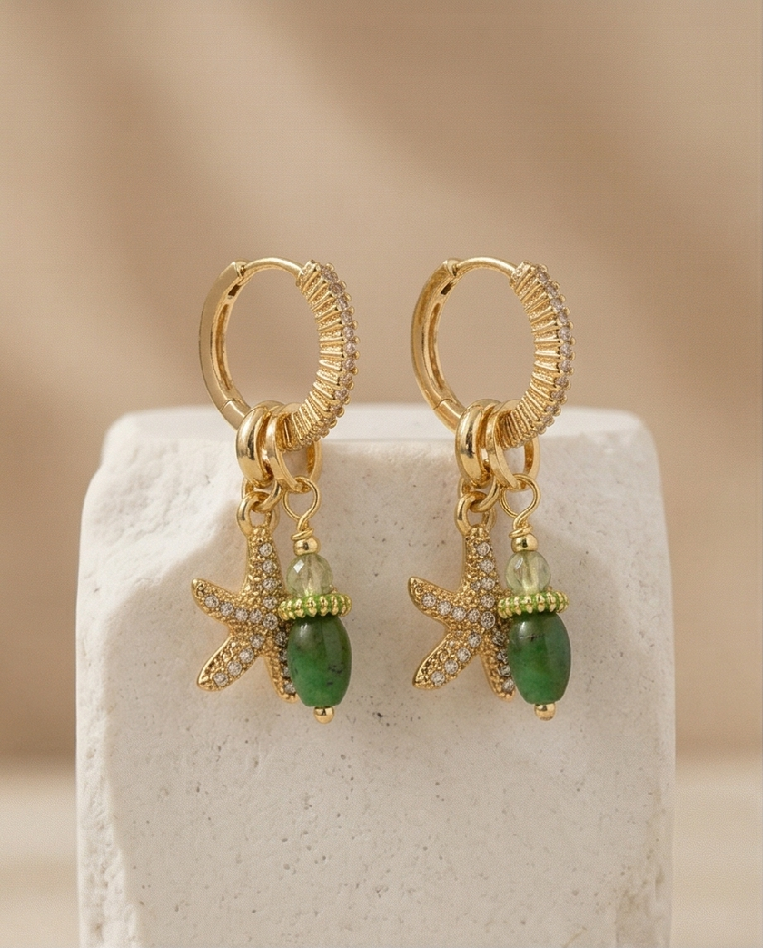 Earrings and necklace with 2 charms