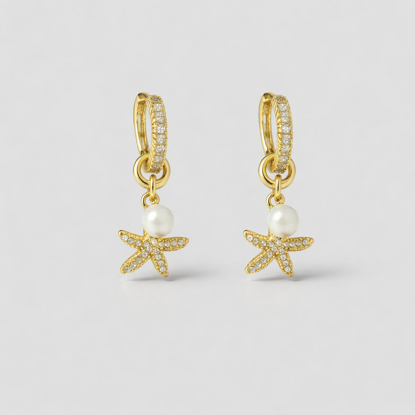 Pearl Star סט עגילים ושרשרת עם פנינה וכוכב