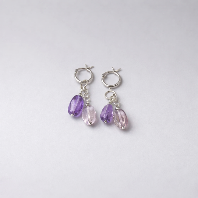 Ametrine סט עגילים עם צ'ארמים אמטרין