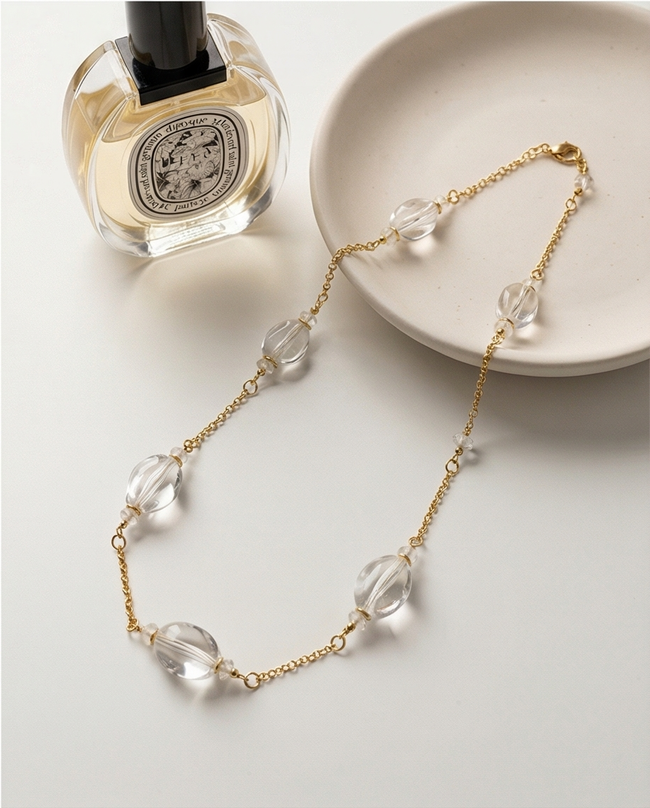שרשרט זהב 14 קראט עם רוק - קריסטל