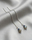 14k white gold earrings with labradorite and sapphire