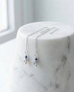 14k white gold earrings with labradorite and sapphire