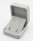 14k white gold earrings with labradorite and sapphire