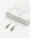 14 carat white gold earrings with real labradorite and ruby
