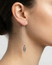 14 carat white gold earrings with real labradorite and ruby
