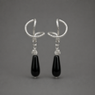 Omega silver earrings with onyx drops