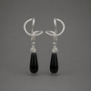 Omega silver earrings with onyx drops