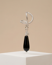 Omega silver earrings with onyx drops