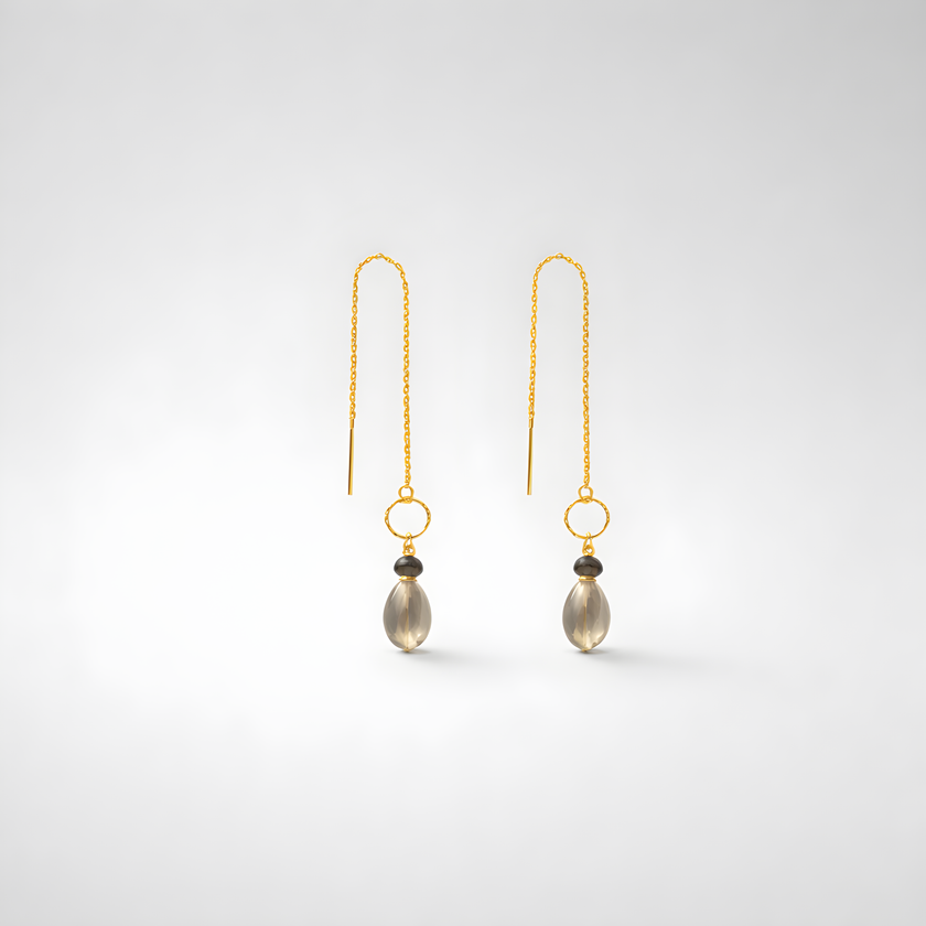 14 carat gold chain earrings with topaz